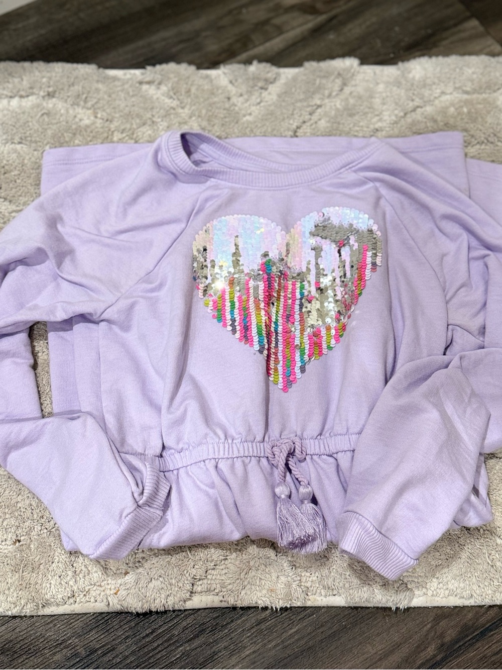 Wonder Nation Lavender Sequin Heart Dress Girls L 10-12